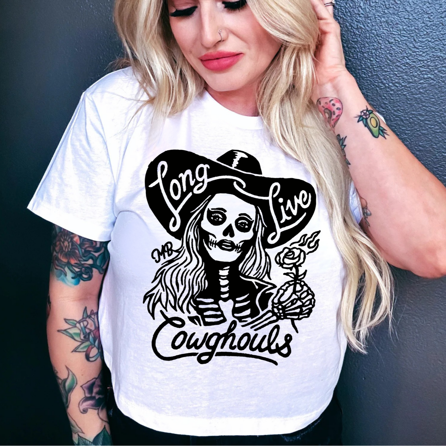 LONG LIVE COWGHOULS CROP TEE
