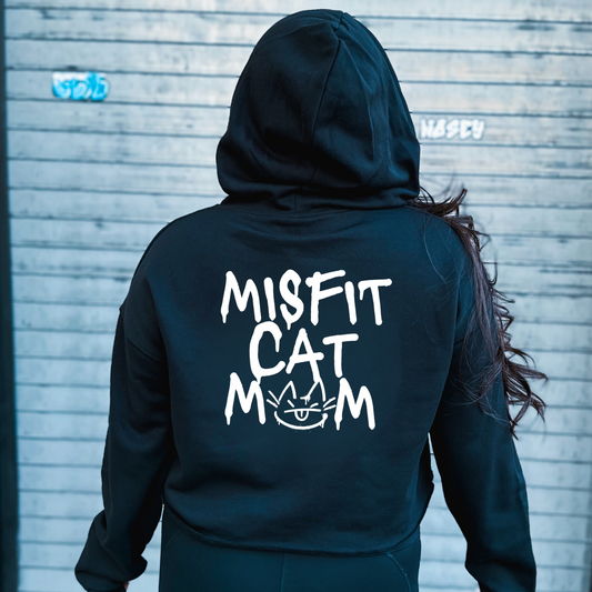 MISFIT CAT MOM CROP HOODIE