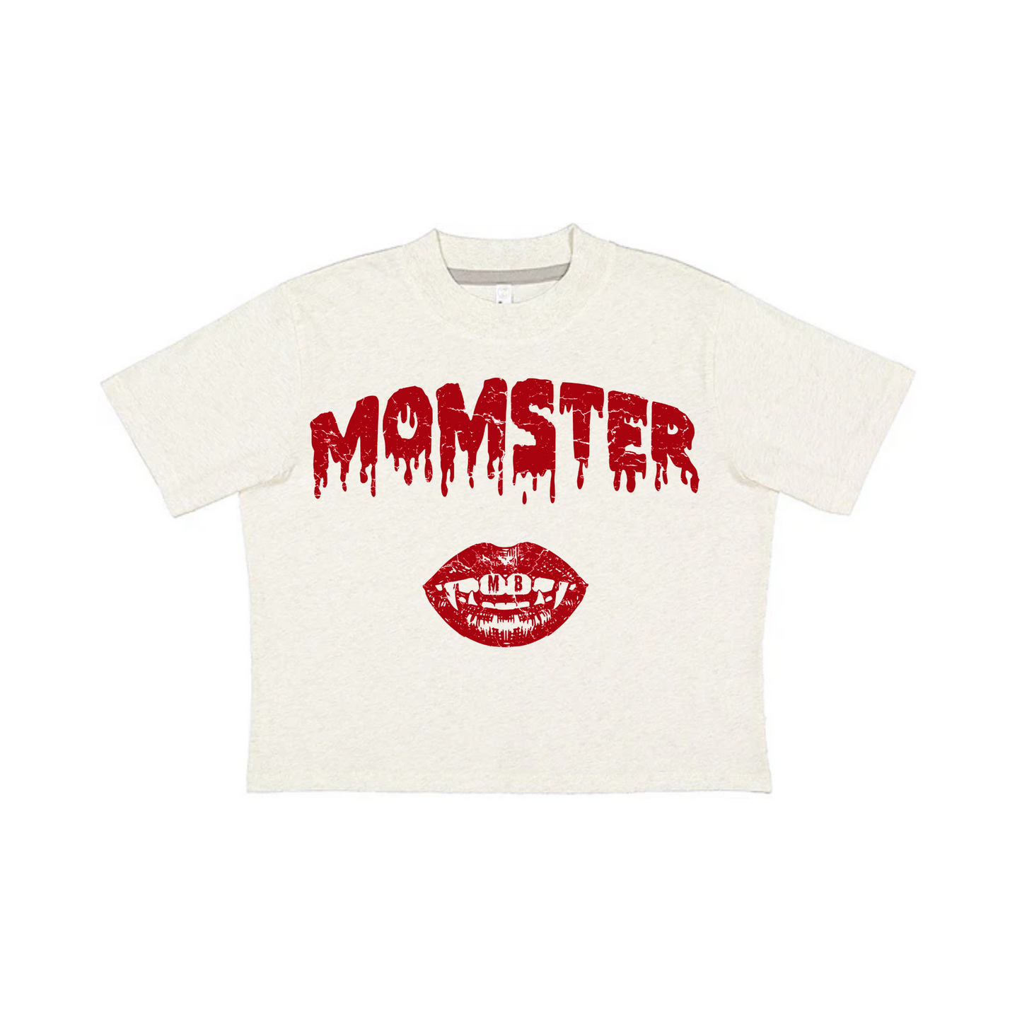 MOMSTER BOXY CROP TEE - OATMEAL