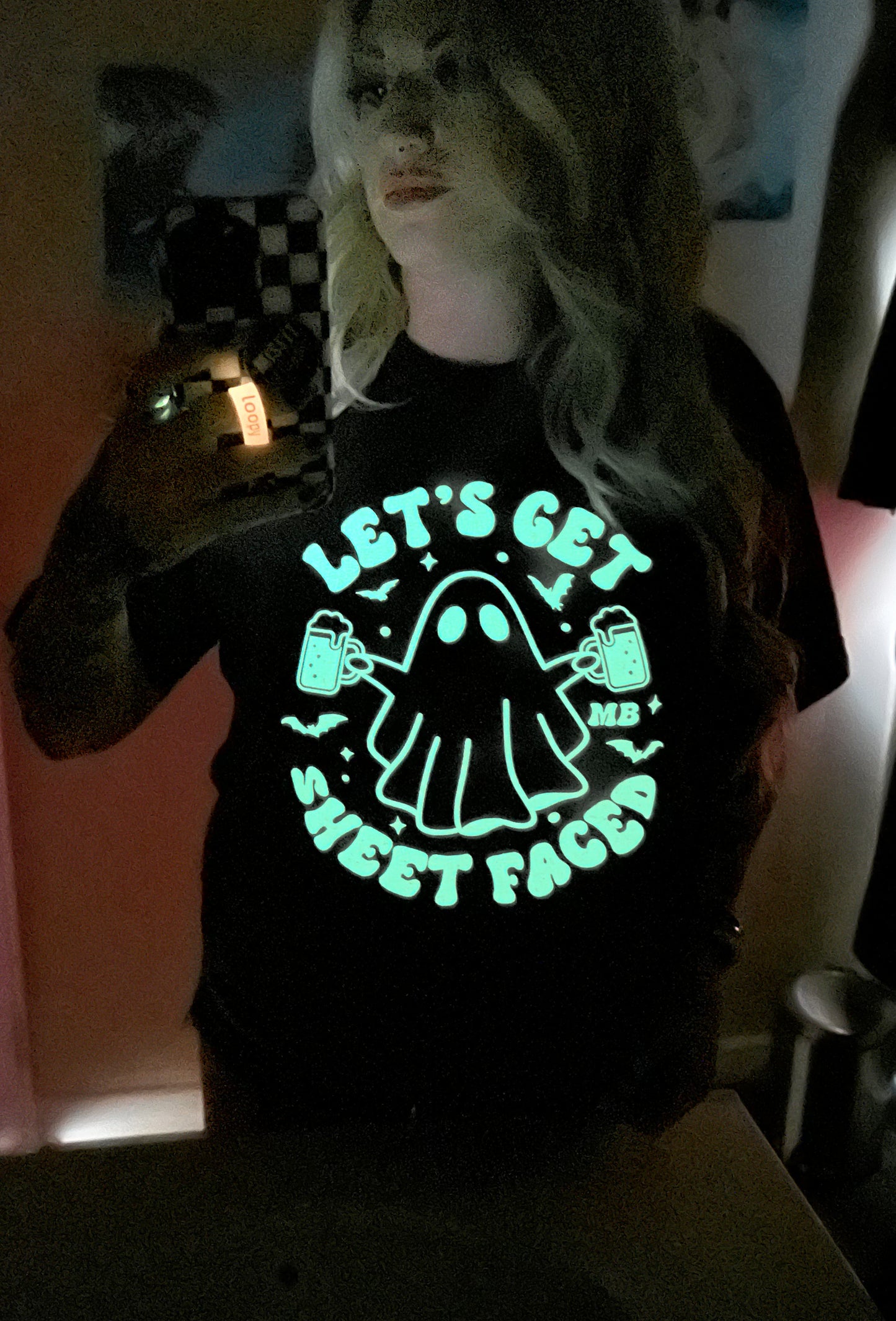 *GLOW IN THE DARK* LET'S GET SHEET FACED BLACK TEE