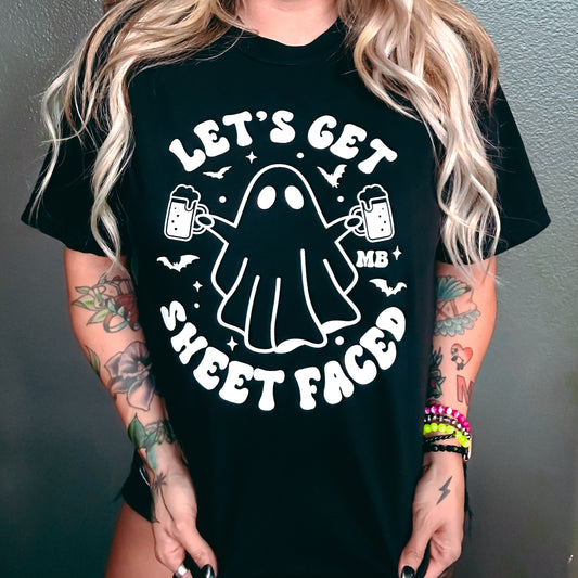 *GLOW IN THE DARK* LET'S GET SHEET FACED BLACK TEE