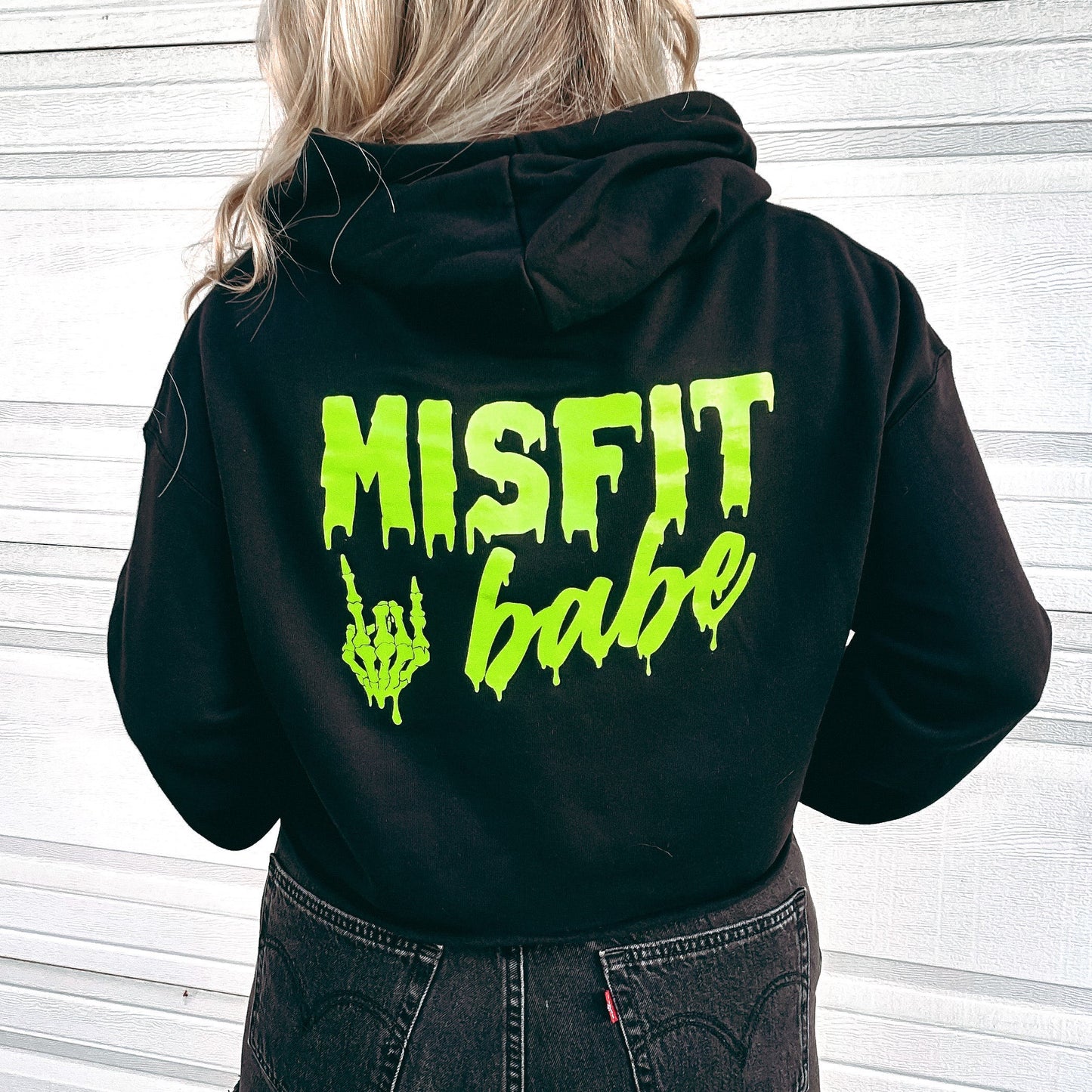 *GLOW IN THE DARK* MB DRIP LOGO BLACK CROP HOODIE