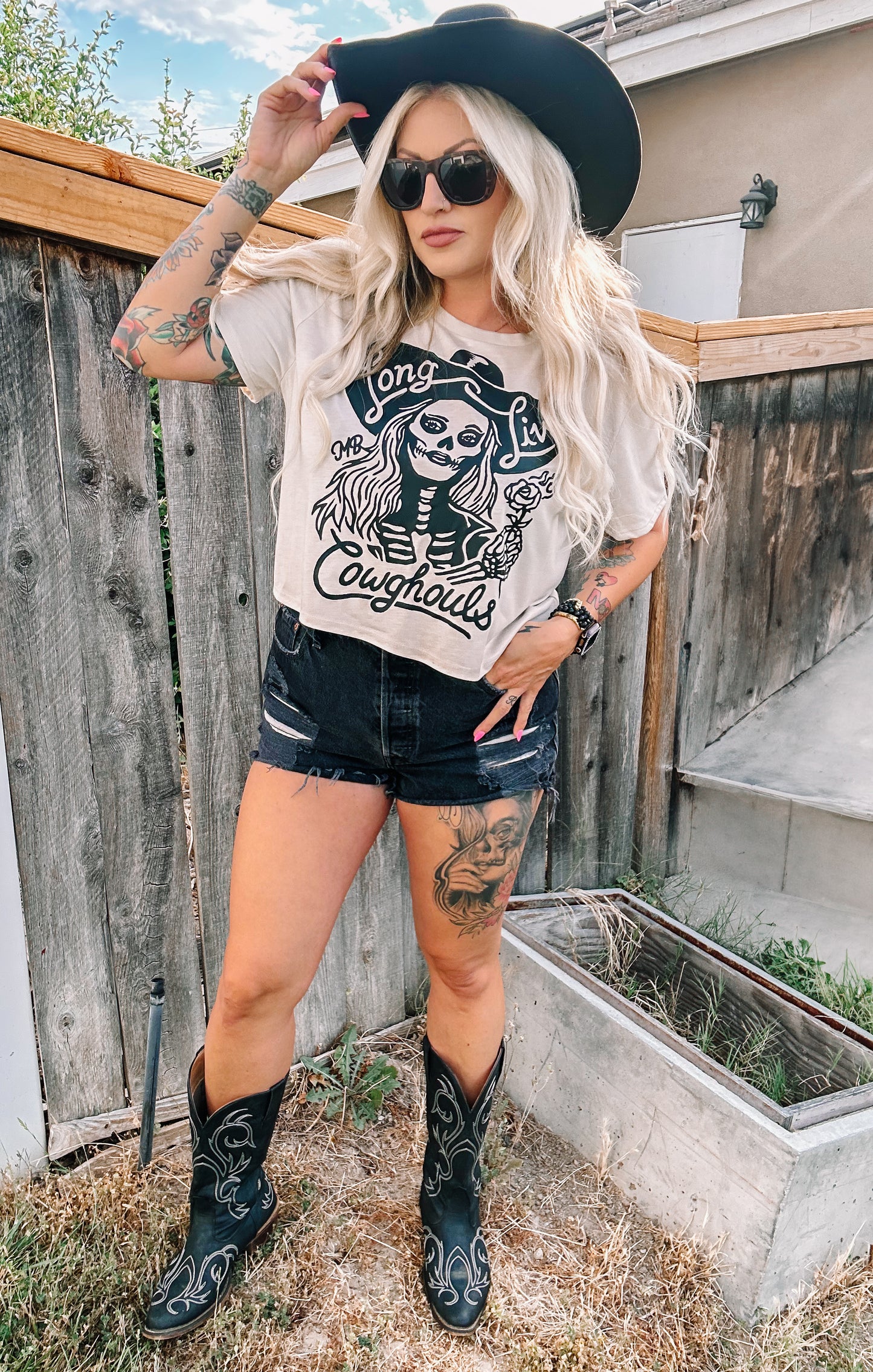 LONG LIVE COWGHOULS CROP TEE