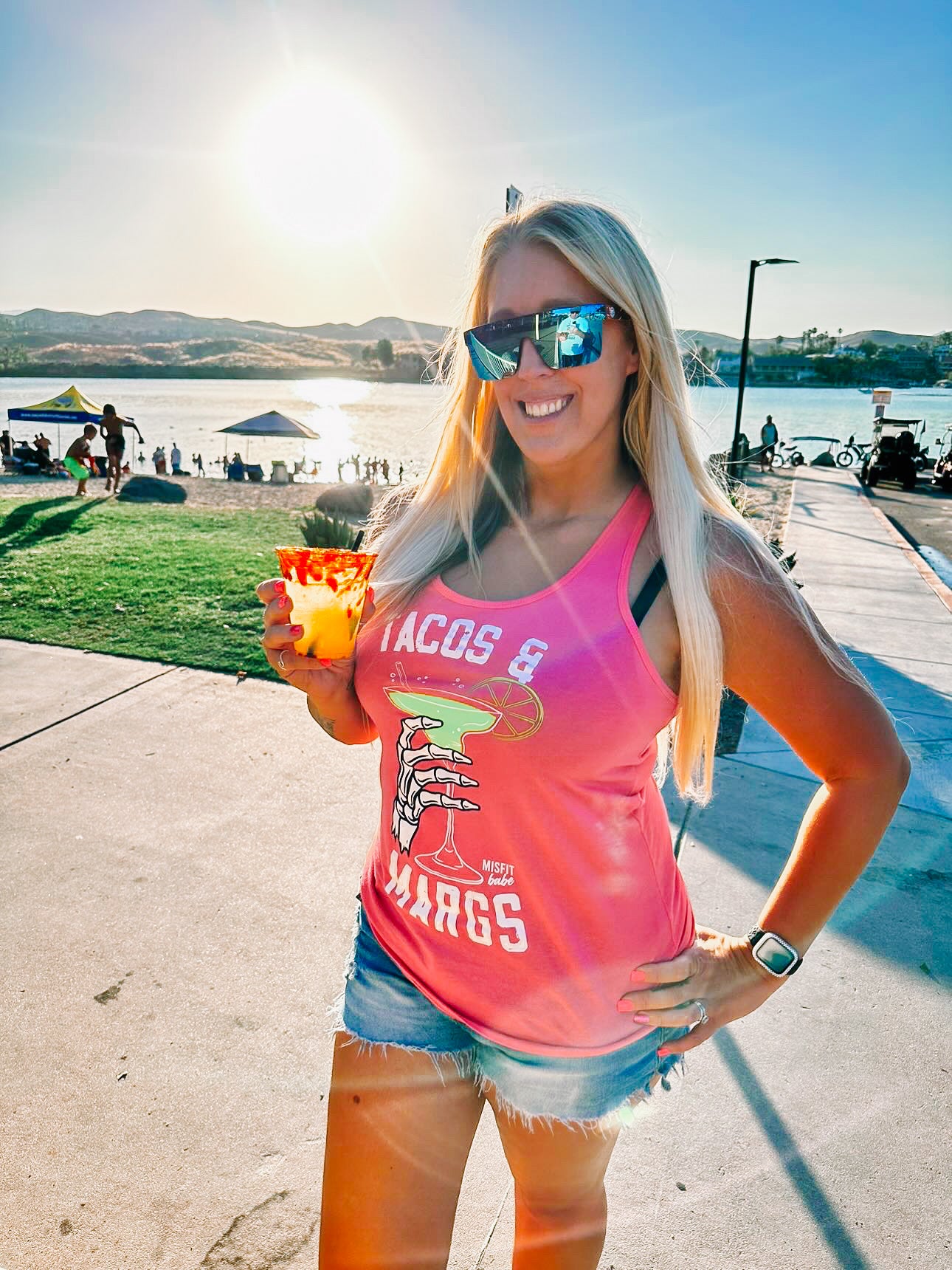 TACOS & MARGS LIGHT PINK Racerback Tank *Med Only*